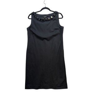 Talbots Womens Sleeveless Embellished Neckline Dress Size 12 Black